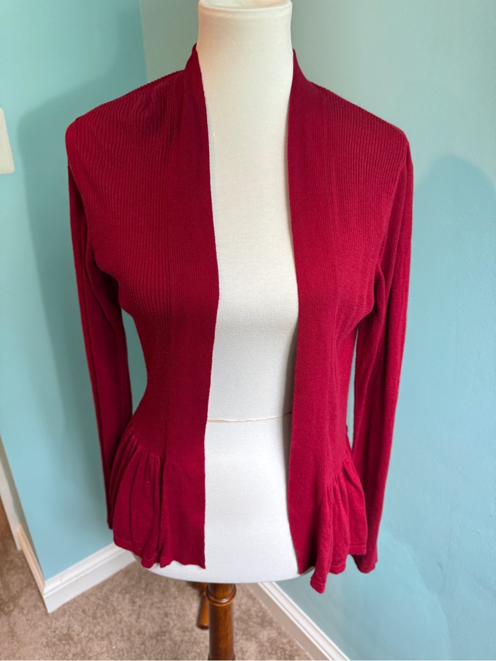 august silk Deep Berry Open Cardigan